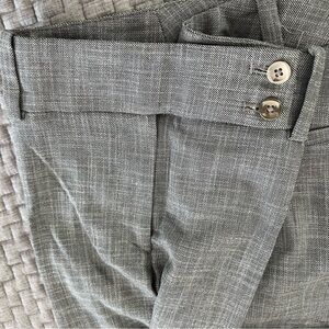 Gray Herringbone Pants with Button Detail